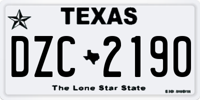 TX license plate DZC2190