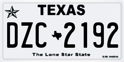 TX license plate DZC2192