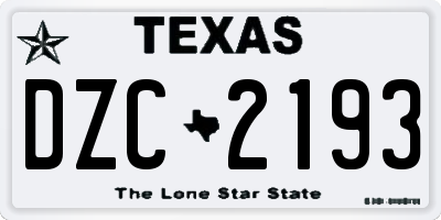 TX license plate DZC2193