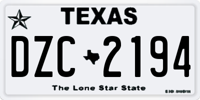 TX license plate DZC2194
