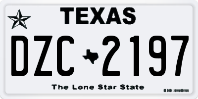 TX license plate DZC2197
