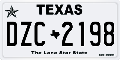 TX license plate DZC2198