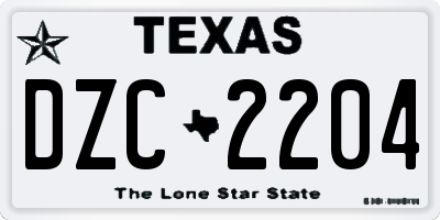 TX license plate DZC2204