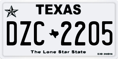 TX license plate DZC2205