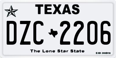 TX license plate DZC2206