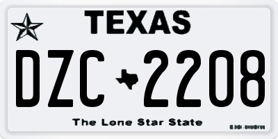 TX license plate DZC2208
