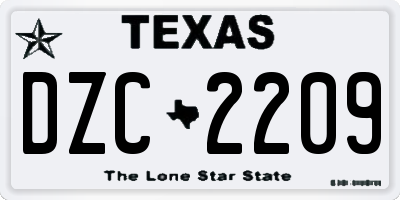 TX license plate DZC2209