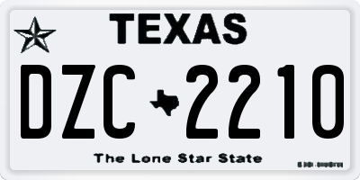 TX license plate DZC2210