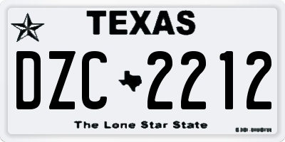 TX license plate DZC2212