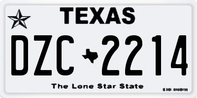 TX license plate DZC2214