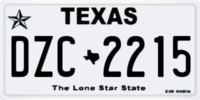 TX license plate DZC2215
