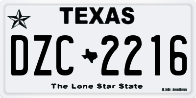 TX license plate DZC2216