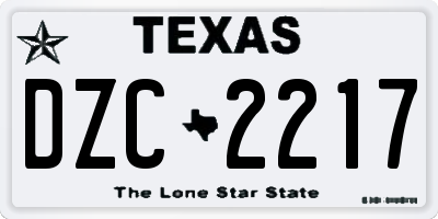 TX license plate DZC2217