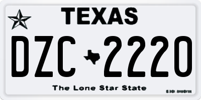 TX license plate DZC2220