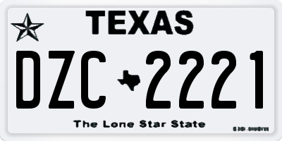TX license plate DZC2221