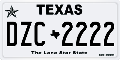 TX license plate DZC2222