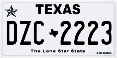 TX license plate DZC2223