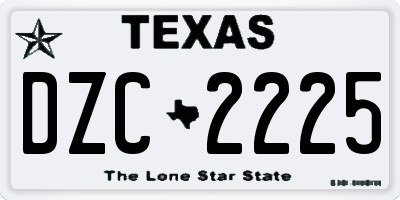 TX license plate DZC2225
