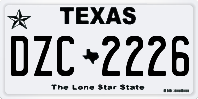 TX license plate DZC2226