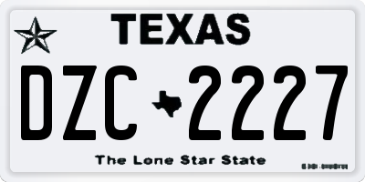 TX license plate DZC2227