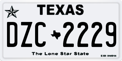TX license plate DZC2229