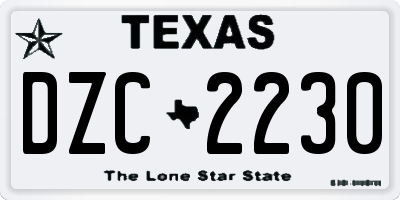 TX license plate DZC2230