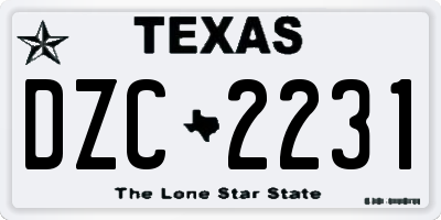 TX license plate DZC2231