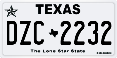TX license plate DZC2232