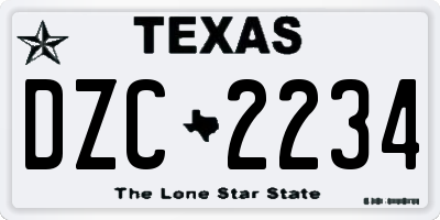 TX license plate DZC2234
