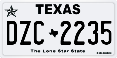 TX license plate DZC2235