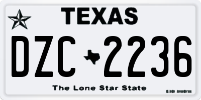 TX license plate DZC2236
