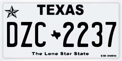 TX license plate DZC2237