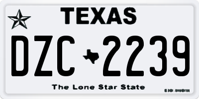 TX license plate DZC2239