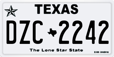 TX license plate DZC2242