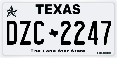 TX license plate DZC2247