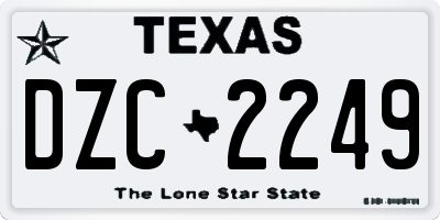 TX license plate DZC2249
