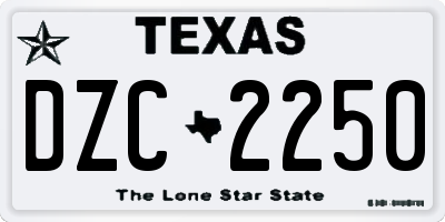 TX license plate DZC2250