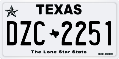 TX license plate DZC2251