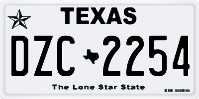 TX license plate DZC2254