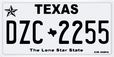 TX license plate DZC2255