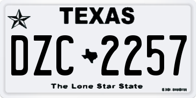 TX license plate DZC2257