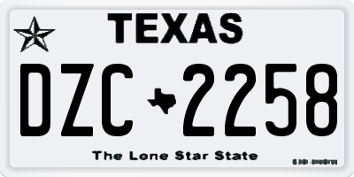 TX license plate DZC2258