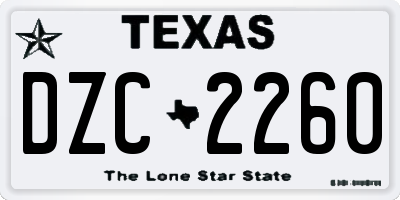 TX license plate DZC2260