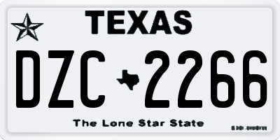 TX license plate DZC2266