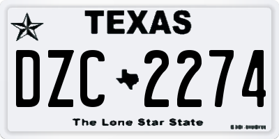 TX license plate DZC2274