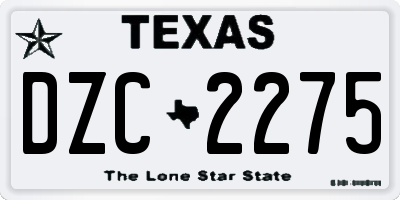 TX license plate DZC2275
