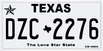 TX license plate DZC2276