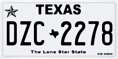 TX license plate DZC2278