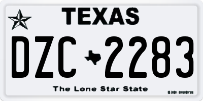 TX license plate DZC2283