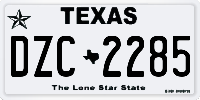 TX license plate DZC2285